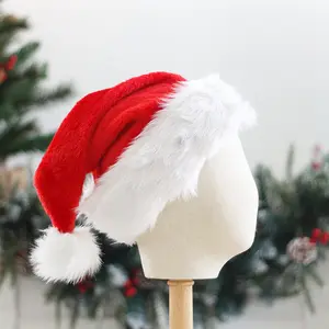 Décoration de fête de festival épaissie casquette de noël rouge enfants adulte classique chapeau de noël père noël