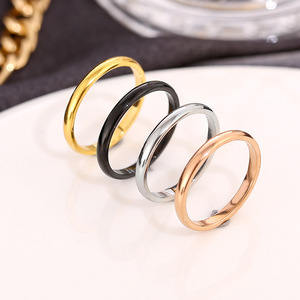 JZ333 Japanischer Koreanischer Stil Edelstahl Schlichter Bandring, 18K Vergoldeter Stapelbarer Ring für Damen und Herren - Product Image 1