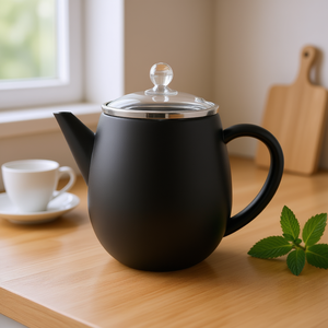 Bredemeijer Teapot Duet <b>Eva</b> Black Ceramic With Glass Lid 1.2L Tea Pot - Product Image 3