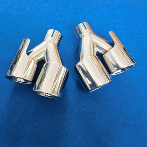 Embout d'échappement chromé poli de 3,5 pouces en forme de Y, poisson <span class=keywords><strong>volant</strong></span> avec bouclier, embout de silencieux double en acier inoxydable, tuyau d'échappement de voiture - Product Image 3