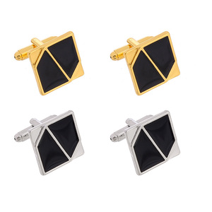 男性用スクエアゴールドとシルバーフレンチペイントビジネスカフスボタンファッションアクセサリービジネススーツ - Product Image 5