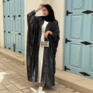 فستان ماكسي أنيق جديد عباية كيمونو متواضعة لامعة ساتان عباية برونزية للنساء المسلمات سترة مفتوحة - Product Image 5