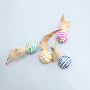 Futurepets all'ingrosso durevole Sisal palla gatto giocattolo con piume di cuoio e caratteristiche resistenti ai graffi per animali domestici e proprietari - Product Image 4