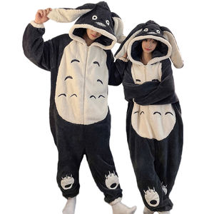 Pyjama une pièce d'hiver pour couple Cartoon Cute <span class=keywords><strong>Totoro</strong></span> Hooded Pyjamas Zipper Plush Clothing Sleepwear Sets - Product Image 5