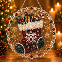 Kit de décorations de Noël à peindre avec des diamants, pendentif DIY 5D en strass et perles pour la décoration de l'arbre de Noël, coffret cadeau