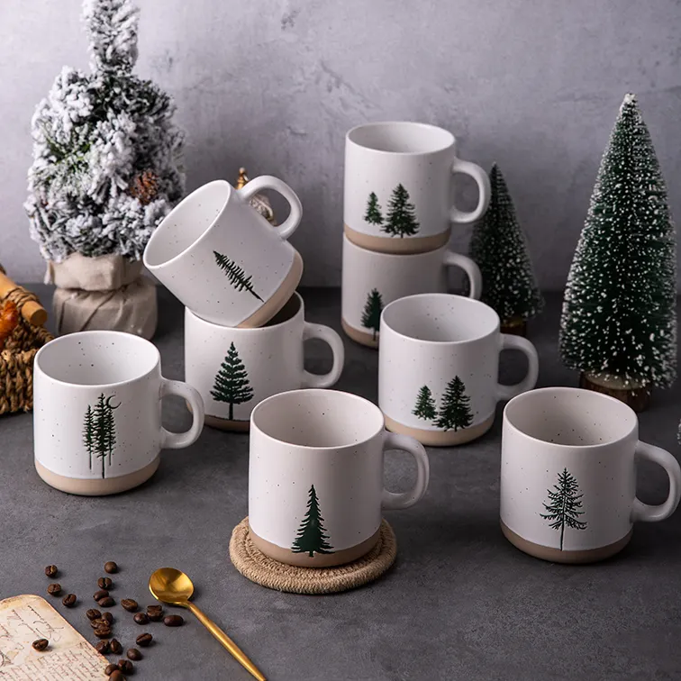 2024 vendita calda nuovo di zecca in porcellana tazze da caffè da 16oz natale in ceramica set promozionali