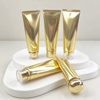 Tube cosmétique souple en aluminium, personnalisé, imprimé sérigraphié, électroplaqué or et argent, avec bouchon à vis, vide, vente en gros