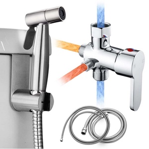 Robinet de toilette 7/8'' en laiton, 4 voies, pour eau chaude et froide, avec adaptateur en T et inverseur, chromé, pour bidet, pulvérisateur shattaf et mélangeur d'eau - Product Image 5