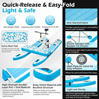 Vélo aquatique gonflable portable pour adultes, bateau à pédales pliable en Drop Stitch pour rangement dans le coffre, conception ultra-légère avec cadre en aluminium