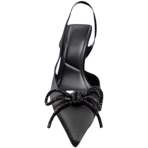 Factory Direct Supplier Black Bowknot Pointed Toe Women High Heel Dress Women High Heel - Product Image 2