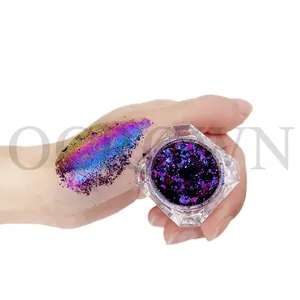 Hot sale red-purple-blue multichrome shade mirror nail power metallic effect rainbow color chameleon pigment flake