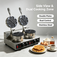 Machine à gaufres en forme de cœur, équipement de cuisson professionnel pour les snacks, idéale pour les cafés, les stations de desserts et les magasins de proximité
