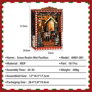 Weihnachts-DIY-Miniaturhaus mit Möbeln, ein festliches Miniaturhaus-Bausatz für die Modellierung von festlichen Szenen, Buchnischen-Bausatz - Product Image 2