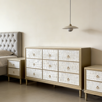 Commode de luxe personnalisée de style européen et américain avec incrustations de nacre et coiffeuse en bois massif pour la décoration de chambre