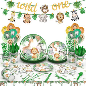 Vaisselle en papier de <span class=keywords><strong>table</strong></span> de vente chaude fournitures de fête décoratives parc animalier assiette de fête de douche de bébé sur le thème de la jungle - Product Image 4