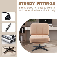 Chaise de bureau ergonomique réglable en hauteur sans bras à mi-dossier Support lombaire Chaise de bureau pivotante pliable