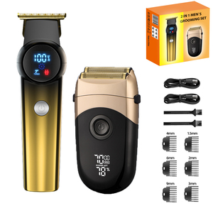 Recortadora Profesional Inalámbrica LCD para Barbero, Corte a 0mm sin Espacios, Máquina de Acabado Eléctrica USB para Recortar y Afeitar - Product Image 3