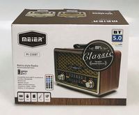 Radio rétro vintage MEIER M-156BT FM AM SW 3 bandes, radio rechargeable avec lecteur MP3 USB SD TF, radio en bois
