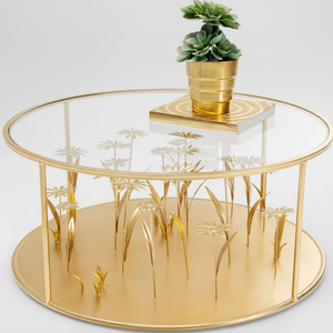 Pieds en métal argenté style meubles de salon rond moderne décoratif décor à la maison moderne Table d'appoint en métal - Product Image 1