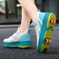 Chaussures à roulettes rétractables pour enfants de 6 à 12 ans, garçons et filles, 2 roues, pour marcher et patiner, baskets à roulettes avec frein, été, tailles 29-42