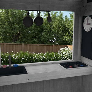 Maison de jeu en bois de cèdre gris moderne pour enfants de 4 à 8 ans, ensemble de jeu intérieur et extérieur, jouet éducatif - Product Image 6