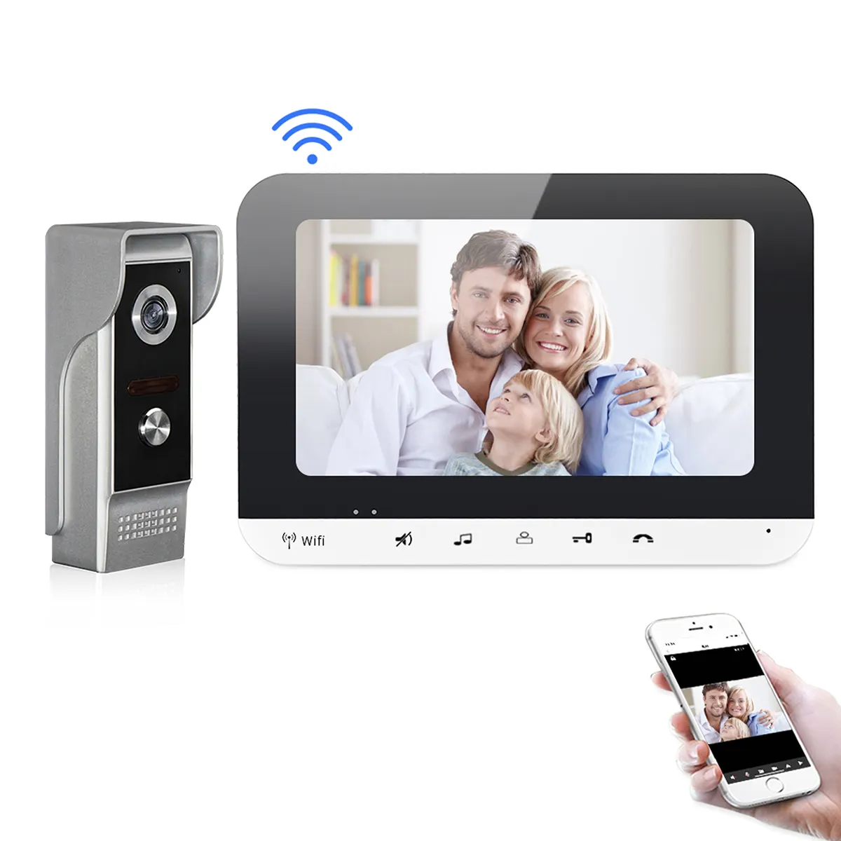 Support tuya 7 inch door viewer peephole camera wireless audio door bell intercom wifi digital touch key video doorbell system