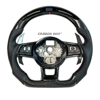 Schwarzes Carbon-Faser-LED-Sportlenkrad, Maßgefertigt für Perforierte MK6 GOLF JETTA Polo GTI GTI V