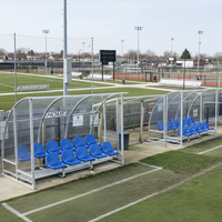 Banc de joueur de football en acier galvanisé à 2 rangées, résistant aux vandales et aux intempéries, abri pour équipe de football, sièges de dugout pour terrains de sport