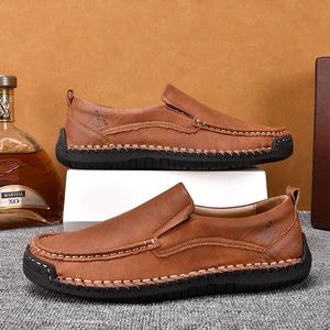 New Fashion Men Leather Shoes Lightweight Breathable and Durable Big Sizes and Handmade Stitching Casual Shoes Loafers - Product Image 6