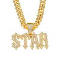 Collier pendentif en alliage avec lettres serties de diamants, style cool, tendance hip-hop, accessoires de danse urbaine pour hommes, produit transfrontalier très vendu