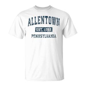 T-shirt promozionale con stampa vintage sportiva blu navy di Allentown Pennsylvania PA - Product Image 1