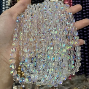 Perles rondes irisées brillantes de qualité supérieure, verre K9 transparent, éléments de perlage <span class=keywords><strong>AB</strong></span> pour la création de bijoux DIY. - Product Image 2