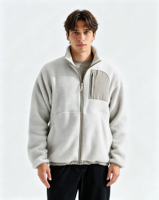 Collection d'hiver personnalisée pour l'extérieur, veste chaude 100% polyester, col montant, fermeture éclair intégrale, veste en polaire sherpa de haute qualité pour hommes