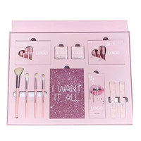 Coffret Cadeau Maquillage Personnalisé 2026 avec Logo en Relief, Laminage Brillant Recyclable, Fards à Paupières, Gloss à Lèvres et Pinceaux, dans un Emballage Rigide