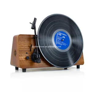 Enregistreur rétro nostalgique vintage, tourne-disque, enregistreur en vinyle debout, PH/AUXIN/BT/prise de téléphone/sortie RCA