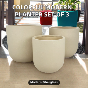 Juego de Macetas de Fibra de Vidrio Talladas a Mano, Coloridas, de Estilo Clásico Moderno, para Interiores/Exteriores, Jardín, Hogar, Hotel, Vivero - Product Image 2