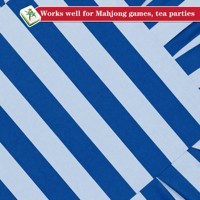 Nappe rayée personnalisée 55 pouces carrée bleu marine à volants en polyester pour table de mahjong, idéale pour les soirées de jeu, vente en gros