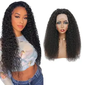 Free gift 13x4 13x6 pre plucked gluless wigs real virgin Brazilian kinky curly human hair Hd lace front wig for black women