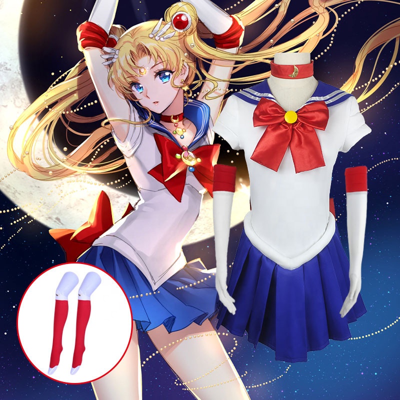 Costume de dessin animé japonais classique pour enfants, robe fantaisie Tsukino, Costume de Sailor Moon Cosplay avec accessoires