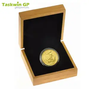 Taskwingifts no minimum designer custom logo cheap metal blank display wood gift box holder challenge coin and wooden box