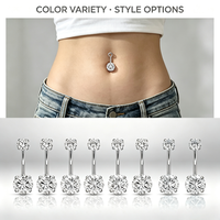 Anneau de nombril en zircon 5A de qualité supérieure, en acier chirurgical 316L, anti-allergique, bijoux de piercing corporel pour accessoires de bikini