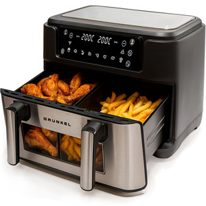 Freidora de Aire Doble Grunkel de 10L y 2800W con Pantalla Digital y Dos Compartimentos para Cocinar Pollo y Papas Fritas - Product Image 1