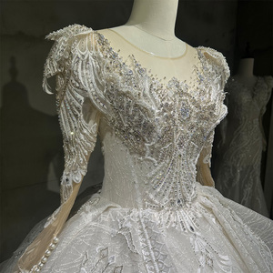 Robe de mariée féerique Jancember, nouvelle collection, style luxe léger, coupe longue et ajustée, manches longues, ornée de perles de haute qualité - Product Image 4