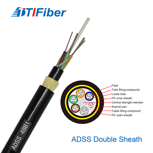 Cavo in Fibra Ottica ADSS a Doppia Guaina Autoportante Completamente Dielettrico per <span class=keywords><strong>Linee</strong></span> Elettriche <span class=keywords><strong>Aeree</strong></span>, 12 24 48 Core, per Impieghi Gravosi - Product Image 4