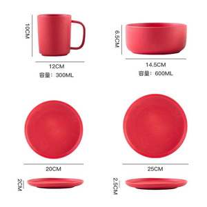 Low MOQ Free Sample Eco-Friendly Bone China Ceramic Reactive Glaze Plate <b>Set</b> Dinnerware <b>Set</b> American Style Solid Pattern - Product Image 2