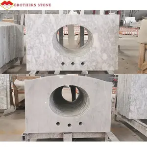 Customized Cararra white marble kitchen countertop prefab granite vanity top
