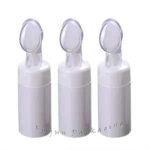 fuyun Available Wholesale High Quality100ml Pet Empty Foam Soap Wash Pump Bottle With Silicone Brush Plastic Airless Pump Bottle