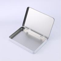 Boîte à bonbons rectangulaire à charnière mince personnalisée en métal blanc noir argenté Emballage de boîte en fer blanc pour carte maquillage Palette de fards à paupières