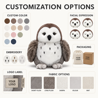 Peluche Hibou Brodé en Coton PP Personnalisée, Directement de l'Usine, à partir de Conception OEM/ODM, Poupée Personnage Rembourrée pour Marques IP Originales