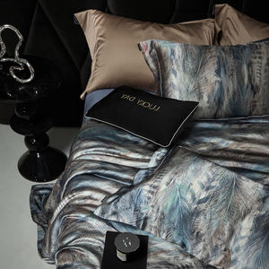 Luxury Digital Print Feather Eucalyptus Lyocell Breathable Silk-like Bedding Set Premium 4Pcs Duvet Cover <strong>Bedsheet</strong> Pillowcases - Product Image 2